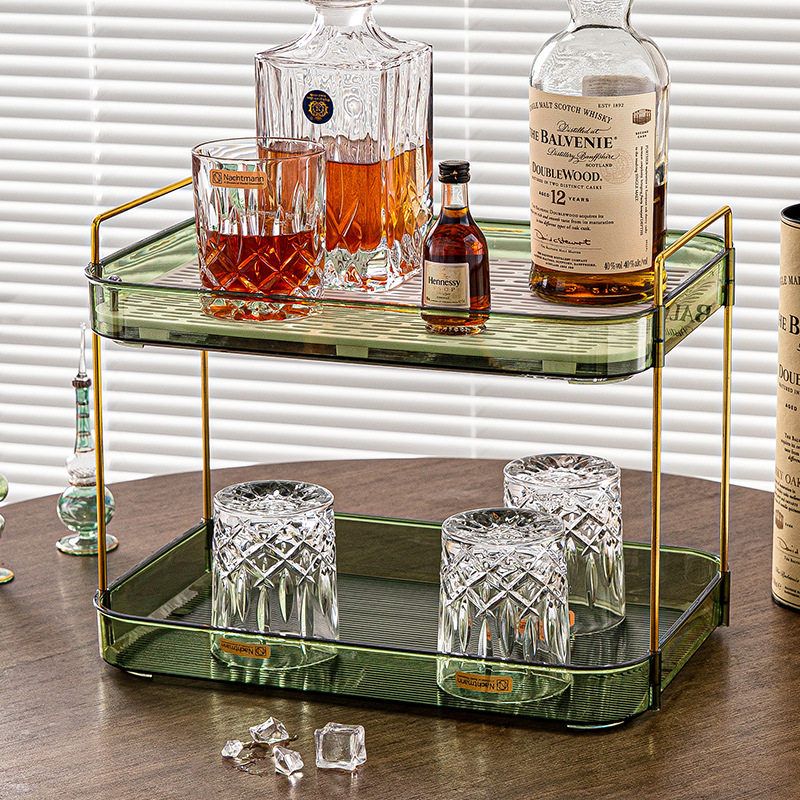 에메랄드 그린 [그물 포함] 2 중 컵 수납 랙