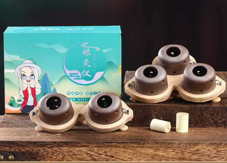 Eye Moxibustion Device Smokeless Moxa Stick Warmer Home Eye Care Massage Steaming Tool with 54 Moxa Cones preparation