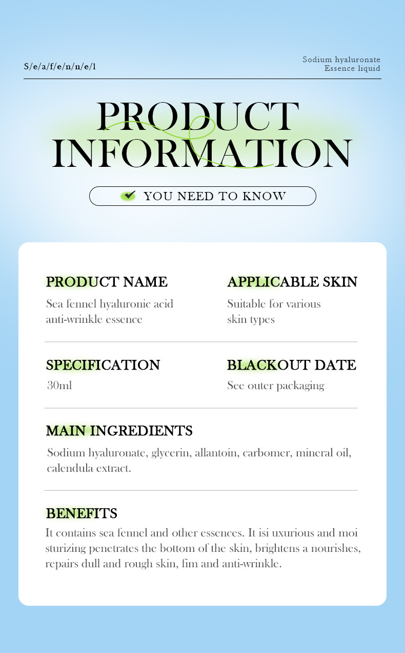 Anis BIOAOUA Meereshyaluronsäure-Antifalten-Essenz zur Straffung, Aufhellung und Befeuchtung_voghion.com