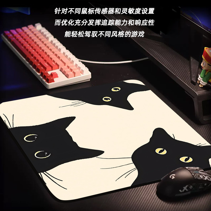 手描き猫マウスパッド特大かわいい女の子厚みのあるオフィスコンピュータ大型デスクトップキーボードパッドテーブルマット|undefined