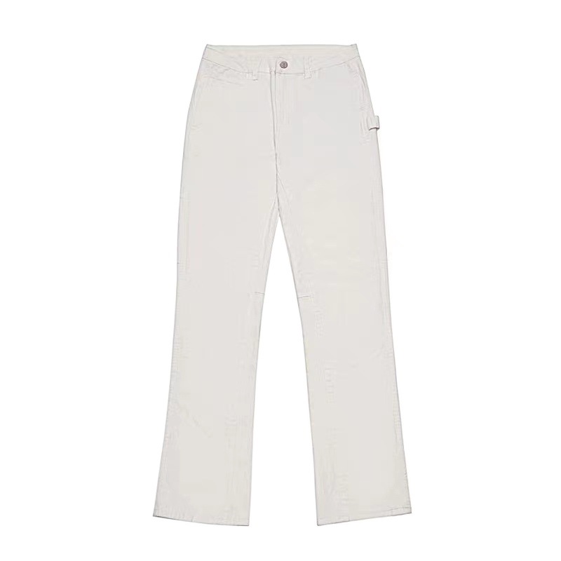 Pantalones Cargo Casuales Rectos Estilo Americano de Poliéster Corte Recto con Bolsillos para Uso Diario