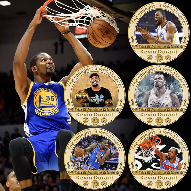 跨境纪念章杜兰特纪念币套装金属工艺品冠军徽章奖牌批发工厂订制