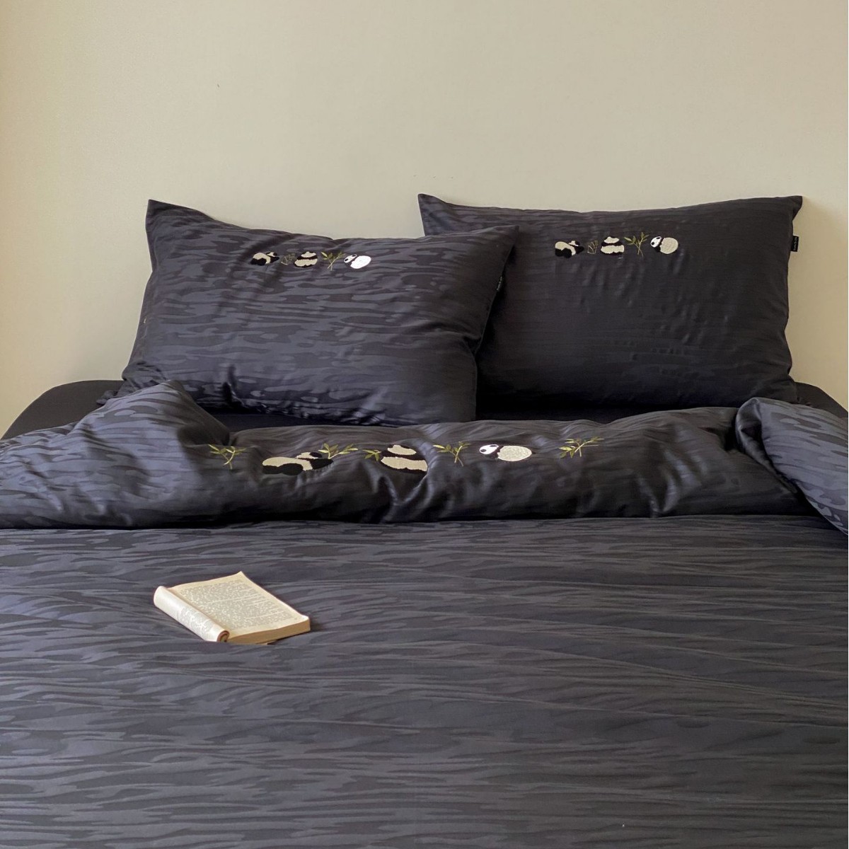 Set di quattro pezzi in jacquard di cotone jacquard a fibra lunga a doppio strato, stile nordico francese minimalista retrò, interamente in cotone, 50 count, con alta precisione._voghion.com