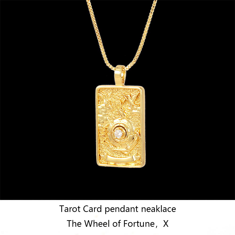 Nuevo nórdico Salomón tarot collar ins moda punk estilo hip hop hombres y mujeres collar con diamante cuadrado collar