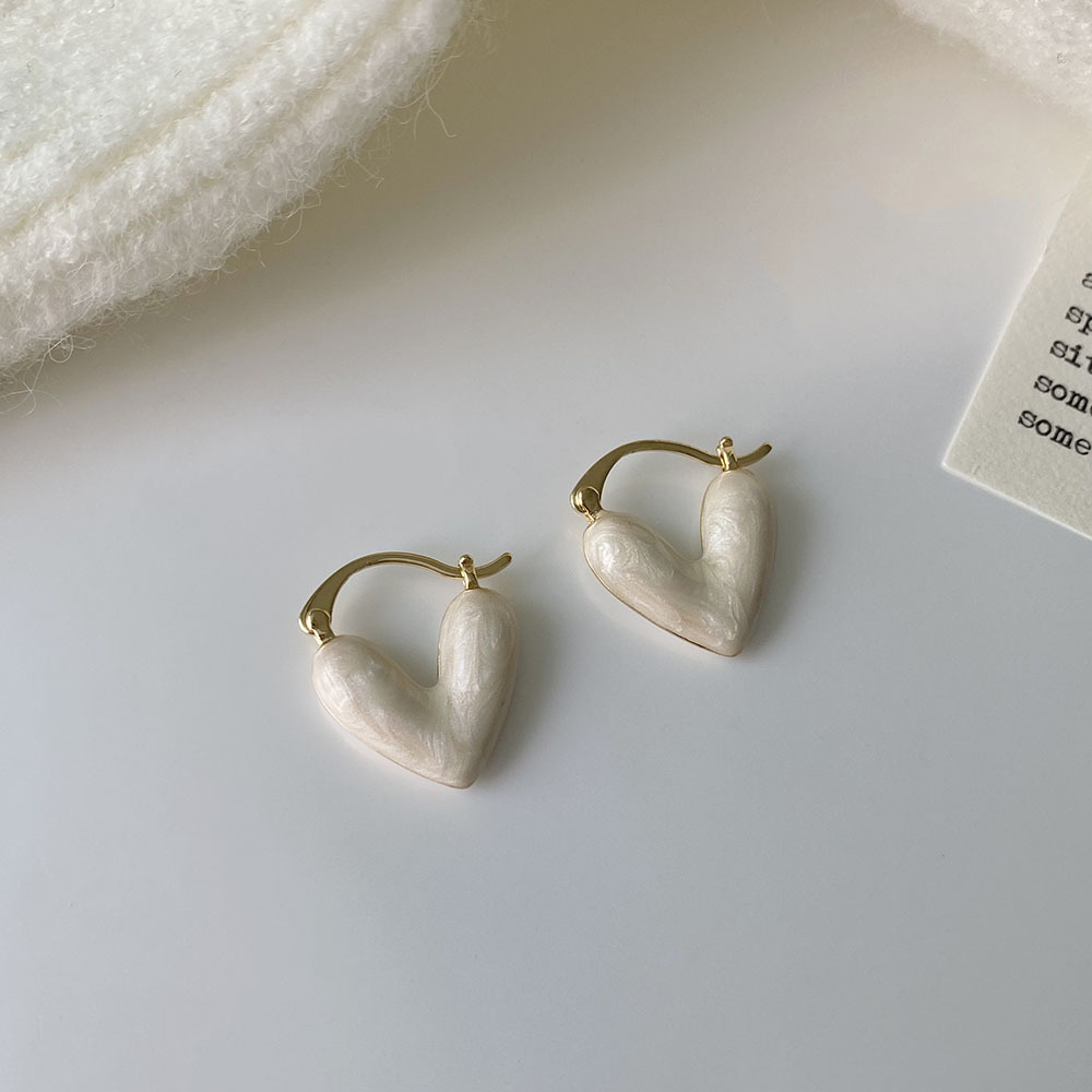 1 Paire Élégant Sucré Forme De Cœur Le Cuivre Placage Des Boucles D'oreilles display picture 4