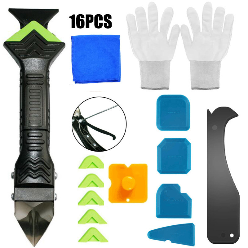 16-piece set of grout removal tools for tiles, used to clean windows, tile grout tools