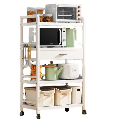 Kitchen rack floor-standing multi-layer microwave rack stainless steel storage oven storage pot cabinet shelf drawer