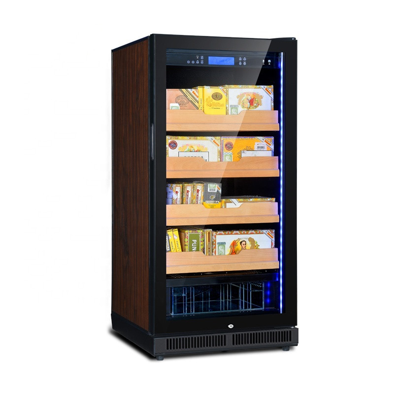 Suministro directo de fábrica temperatura constante y humedad cigarro gabinete Puerta de vidrio de una sola puerta cigarro refrigerado con humidificador película vitrina 80