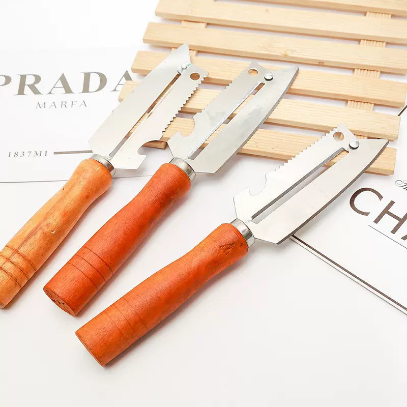 木柄削皮刀不锈钢多功能刮皮刀二合一老式瓜果刨皮刀去皮神器