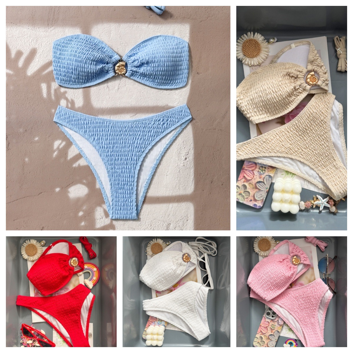 2026 New Style Anti-Strip Fabric with Snail-Shaped Accessories Highlights a Charming Look, a Must-Have for Women for Beach Swimming