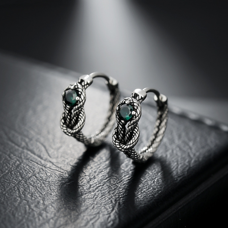 Snake-shaped earrings men's fashion design simple retro rope knot earrings women's personality high-grade all-match jewelry wholesale Snake-shaped earrings men's fashion design simple retro rope knot earrings women's personality high-grade all-match jewelry wholesale