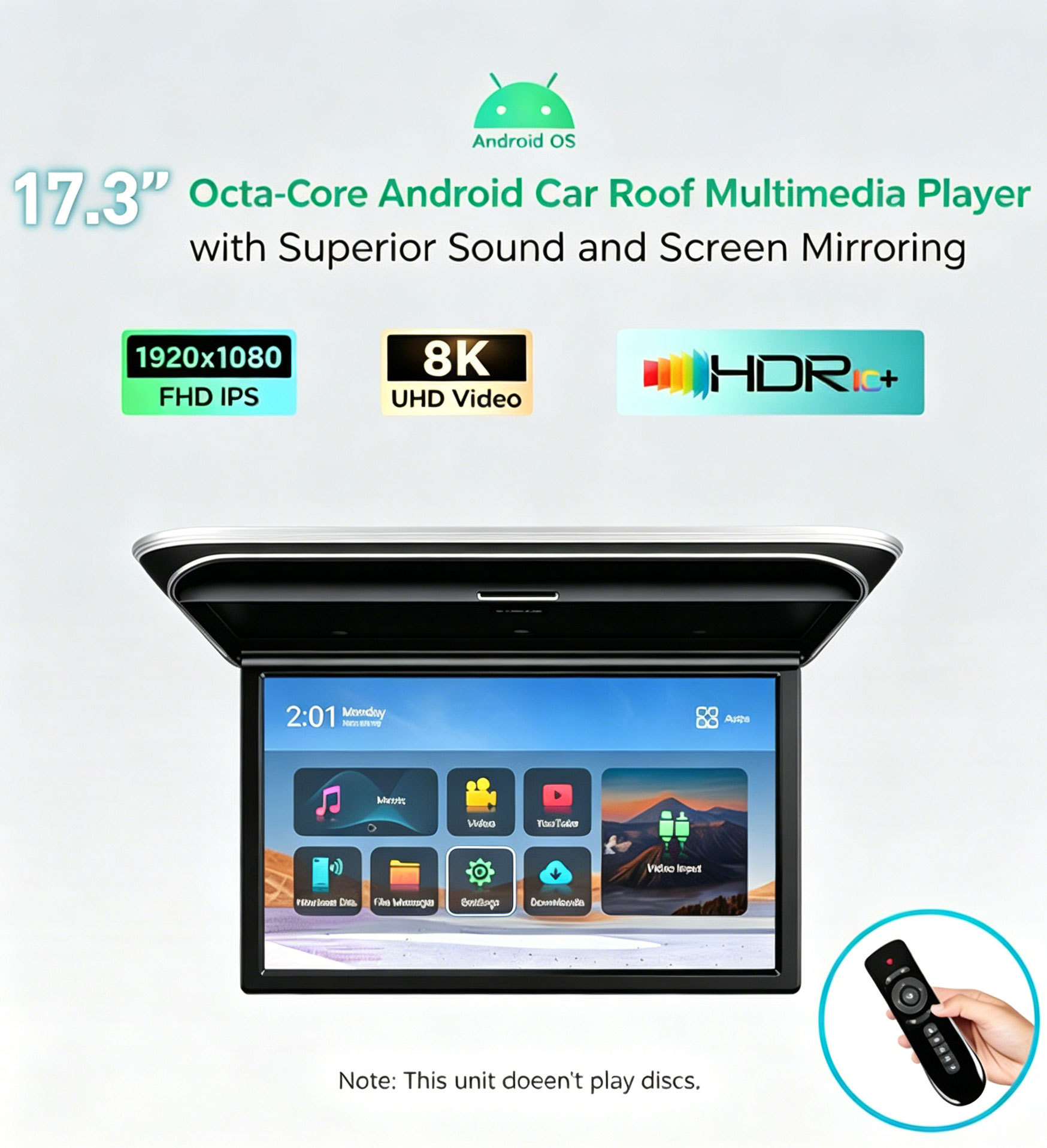 19inch Ceiling-Mounted Mp5 Display Screen 19inch In-Car Ceiling-Mounted Android Display Screen 19.5inch Ceiling-Mounted Android Display Screen