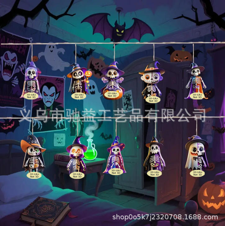 10 個ハロウィンテーマ 2D グラフィックデザイン木製吊り下げ装飾品 - ハロウィンパーティーパーティーハロウィン装飾|undefined