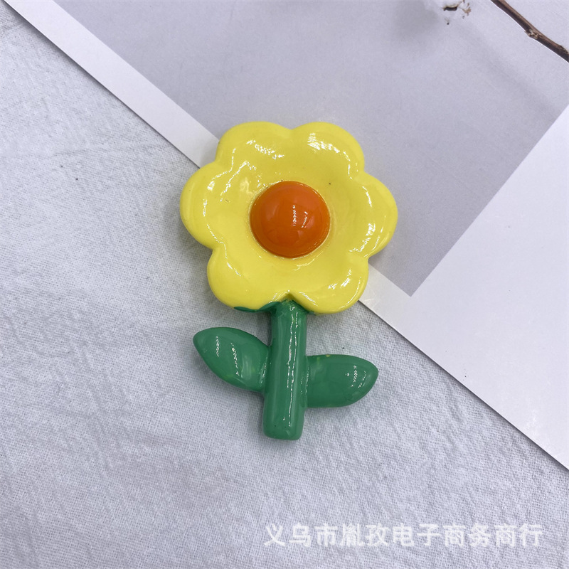 Nuevo girasol DIY crema pegamento teléfono caso horquilla refrigerador pegatina joyería resina accesorios coloridos flores tridimensionales
