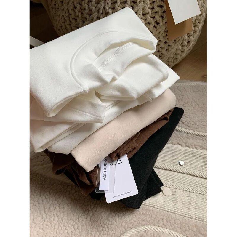 Brand Discount ~ Withdraw Cabinet Cut Label Winter Wear Warm Semi-high Neck Sanding Long Sleeve T-shirt Base Shirt Top Women's Tide