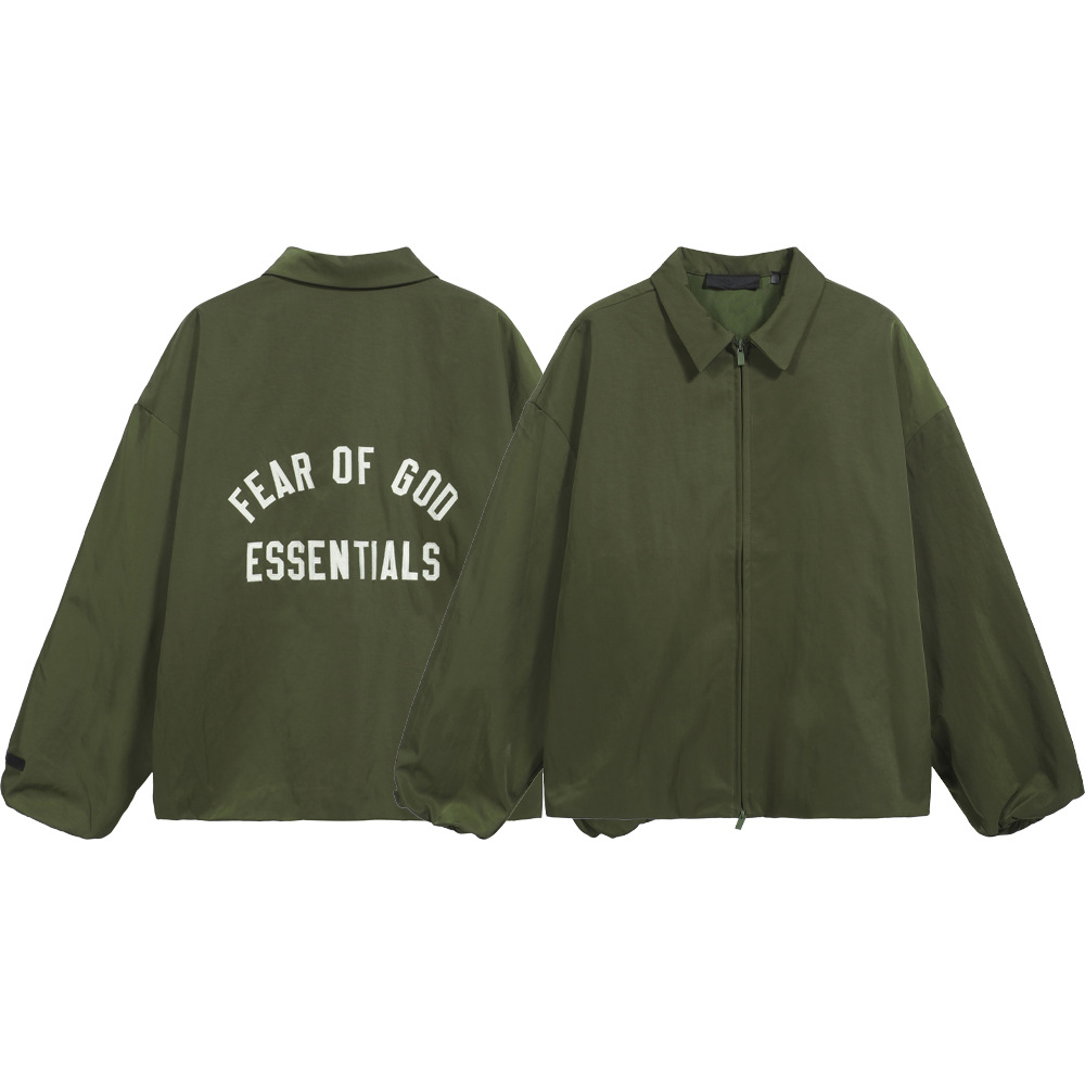 24FW nuevo FOG ESSENTIALS letras pegatinas bordadas bordadas collar chaqueta de collar de hebilla de una sola fila