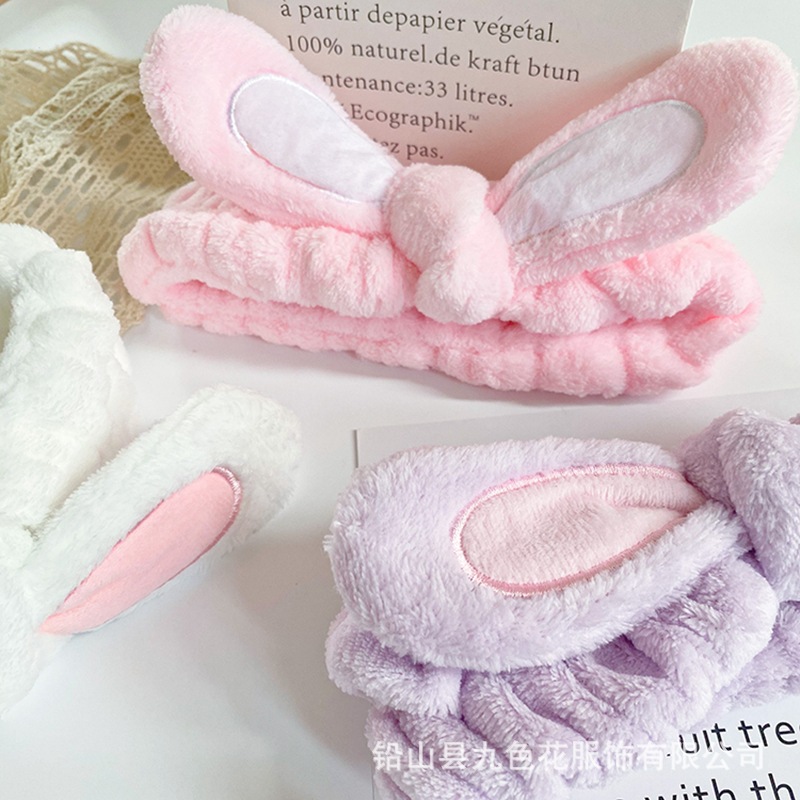 Estilo coreano Orejas de conejo de felpa de las mujeres lindas banda para el cabello lavado de cara anudada banda para el cabello turbante de invierno accesorios para el cabello joyería al por mayor