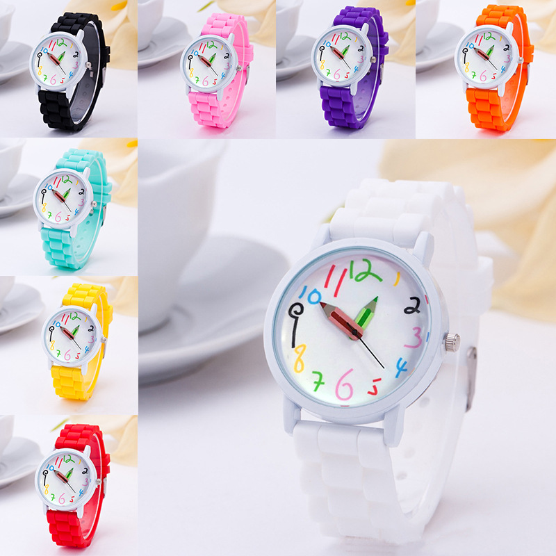 Cross-Border New Children's Watch Creative Children's Pencil Shape Pointer Simple Digital Silicone Children's Gift Watch