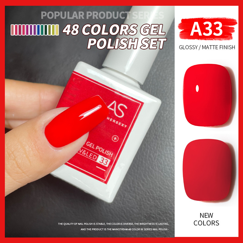 Una botella de pegamento de esmalte de uñas de un color 2022 nuevo verano popular 48-color Pequeño conjunto para el salón de uñas traje completo