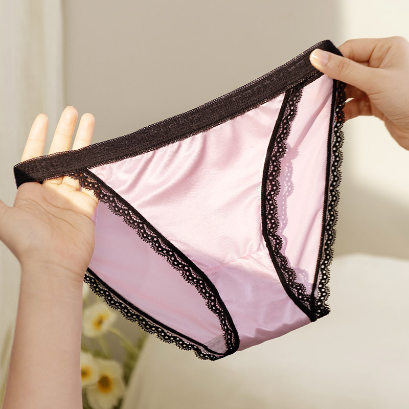 Sierjian bikini cool Ice Silk contrast color high fork women's briefs cotton bottom breathable quick-drying women's underwear