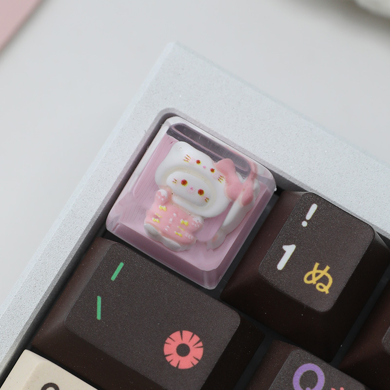 スポットパーソナライズ樹脂接着剤半透明かわいい猫キーキャップクロス軸メカニカルキーボードキーキャップシングル高さ|undefined