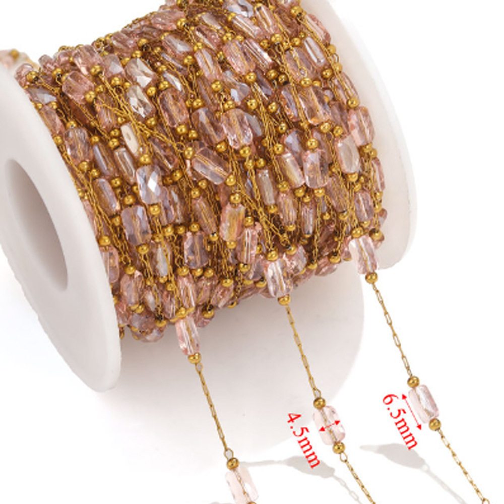 Cadena de cristal vacío chapado en oro de acero inoxidable cadena clip de cadena de cuentas DIY pulsera collar accesorios de joyería material