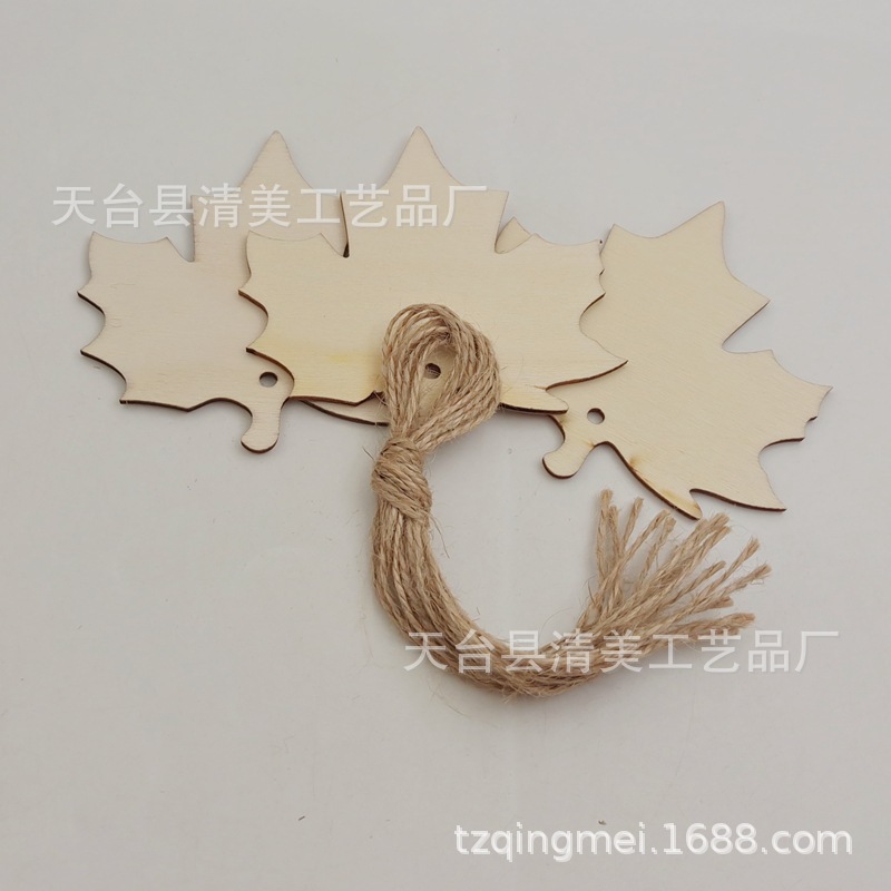 9cm Navidad hoja de arce madera chip colgante REGISTRO DE Acción de Gracias hoja de otoño DIY artesanía regalo 10 unidades un paquete con cuerda de cáñamo