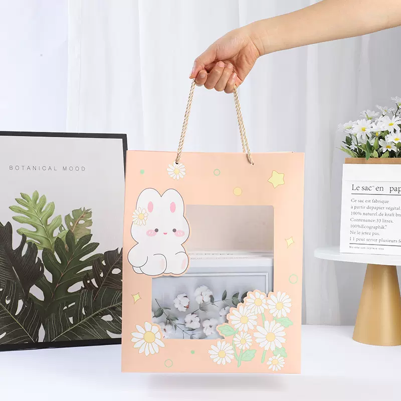 创意精美礼品袋文艺手提袋儿童节日男女生日花束包装送礼物纸袋子