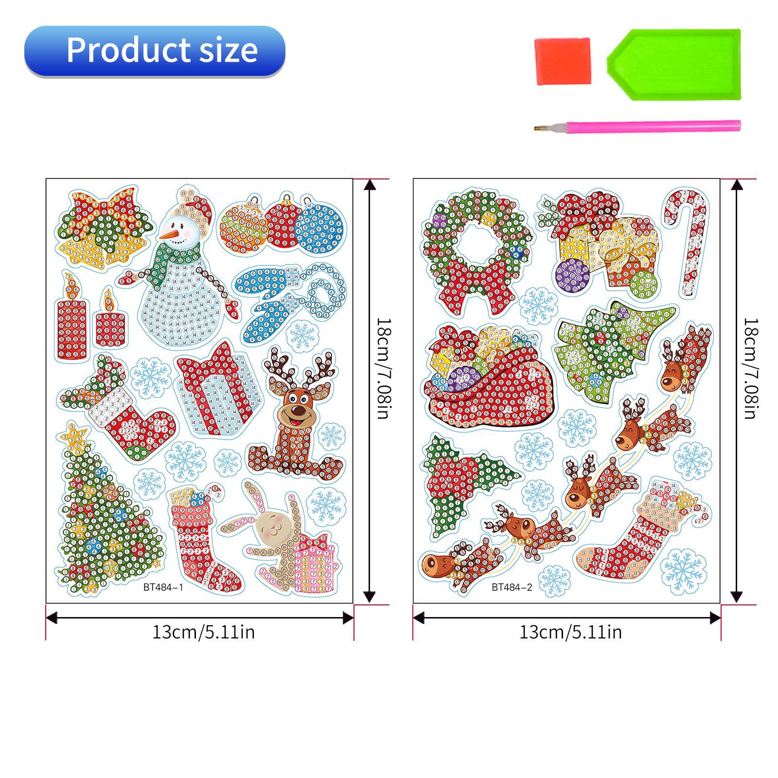 Navidad pintura de diamantes pegatinas al azar niños bricolaje dibujos animados hechos a mano pegatinas de pared de Santa Claus pegatinas de regalo de diamantes