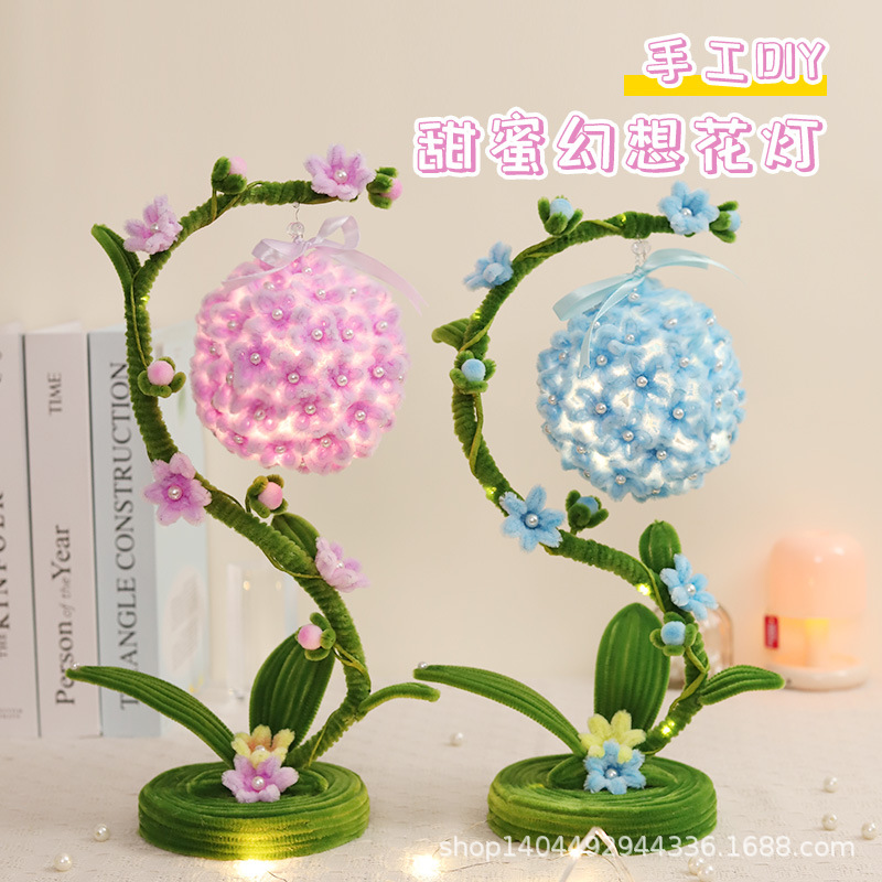 연꽃 테이블 램프 암호화 트위스트 바 해바라기 나이트 라이트 수제 DIY 수제 연꽃 랜턴 랜턴 소재 가방