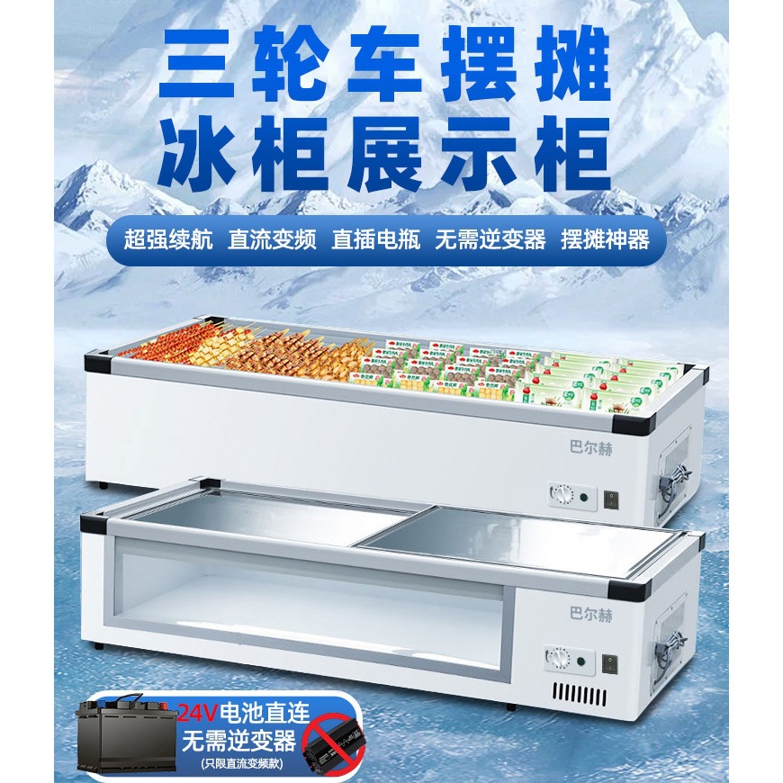 Small Refrigerator for Stalls, Ice Counter, Night Market Refrigerated Display Cabinet, Barbecue Fried Skewers, Fresh-Keeping and Freezing, Small Tricycle