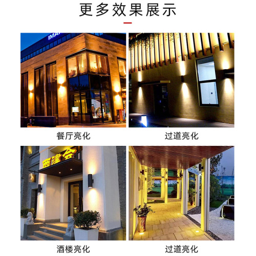 Cross-border outdoor dual-head wall lamp outdoor wall up and down lighting corridor column villa courtyard waterproof spotlight