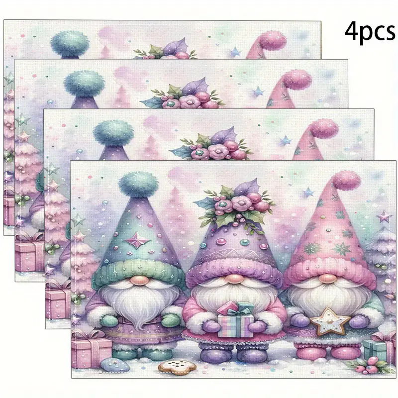 temu クロスボーダー クリスマス 新しいリネン プレースマット ホリデー パーティー パーティー デコレーション カップ 防汚断熱テーブルマット|undefined