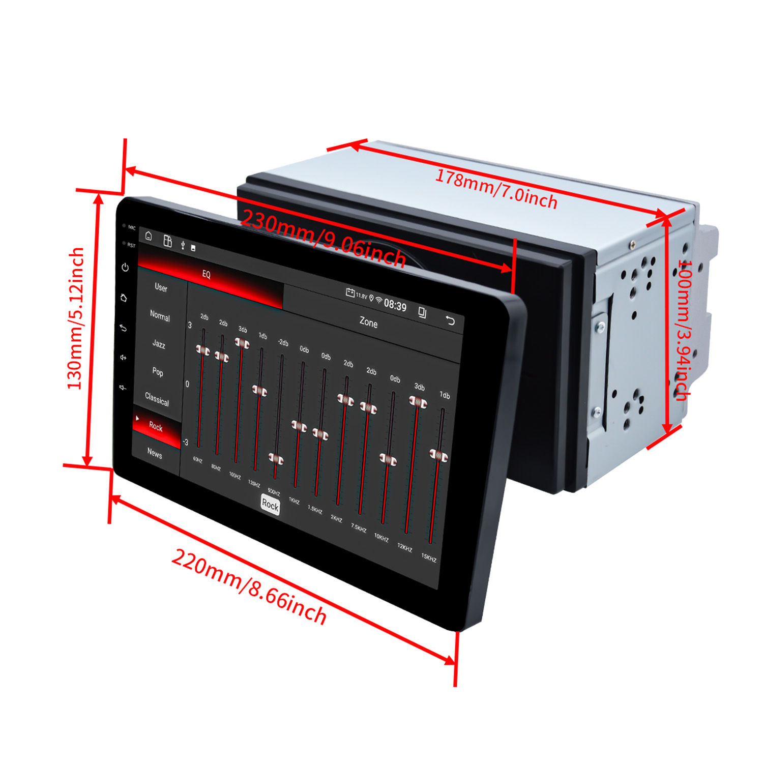 Cross-Border Exclusive Supply of Google 9inch Universal Dual-Spindle Rotating Screen Central Control Carplay Android Car Navigation System, Dropshipping Available