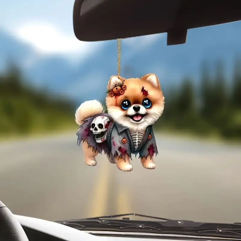 Acrílico Halloween 2D adorable perrito colgante de vacaciones transfronterizos nuevo colgante de automóvil plano colgante para el hogar image 2