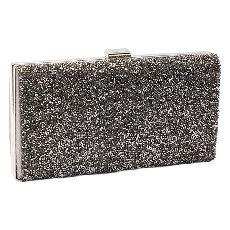 Cross-Border High-End Rhinestone Evening Clutch Bag, Diamond-Encrusted Silver Small Bag, Mini Exquisite Banquet Party Evening Bag