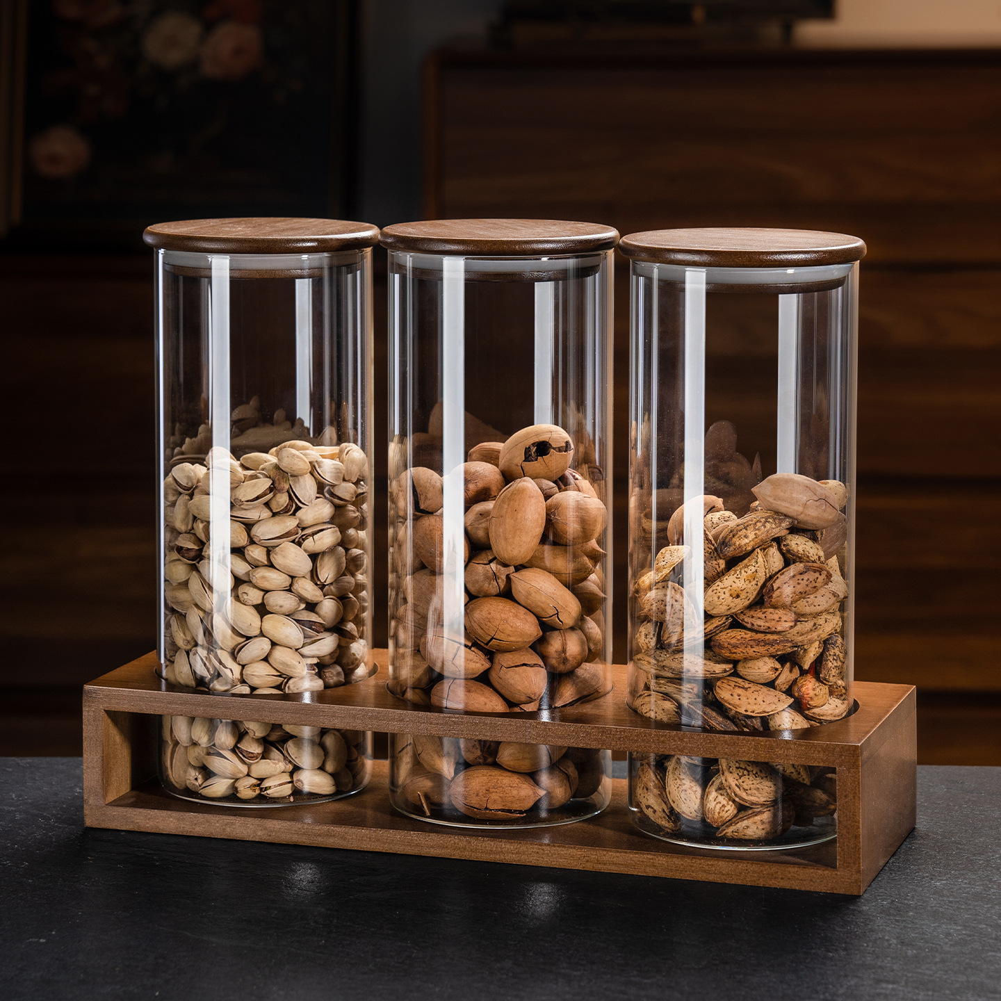 Tanque de almacenamiento de sellado de cocina tanque de almacenamiento de vidrio de gran capacidad tanque de almacenamiento de granos de nueces