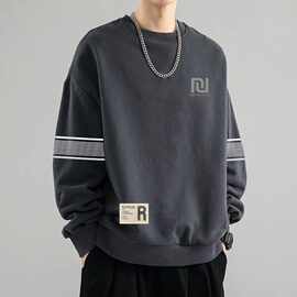 【精选】男长袖T恤潮牌印花秋冬上衣服男卫衣青年体桖内搭打底衫
