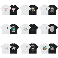 クロスボーダーカサブランカ夏新作カサドリームゲートプリント男女兼用ルーズ半袖Tシャツ純綿