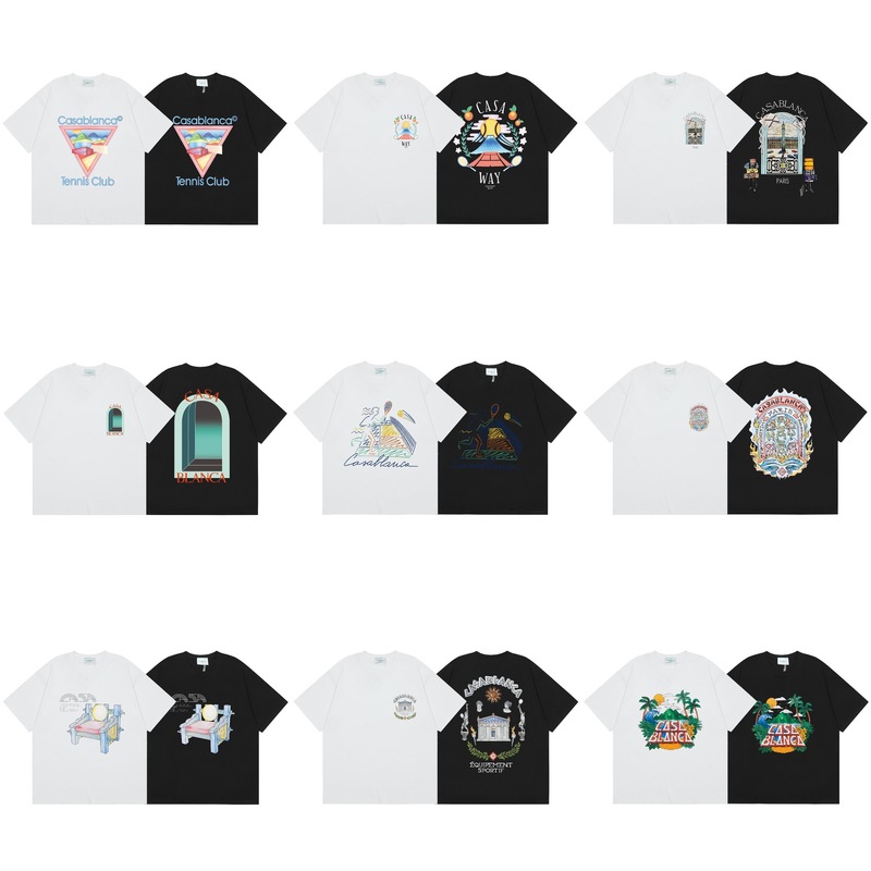 クロスボーダーカサブランカ夏新作カサドリームゲートプリント男女兼用ルーズ半袖Tシャツ純綿|undefined