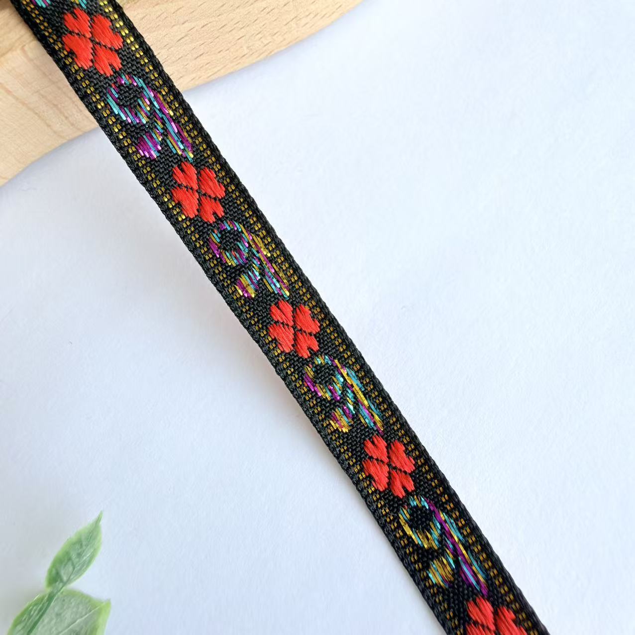 Cinta Jacquard de Estilo Étnico de 1 cm, Nylon, Decorativa, para Ropa y Manualidades image 15