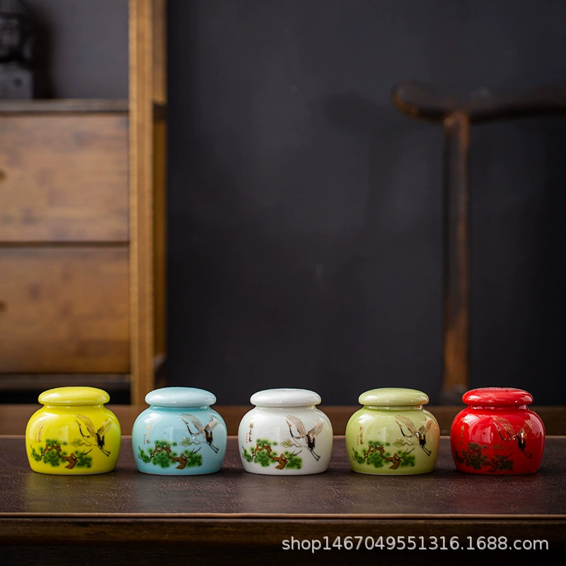 Кухонный чай Ceramic Tea Port Portable Black Wolfberry Tank Traditional Chinese Medicine Pink Tie Dendroboa Sealing Storing Reserve Moistus Crane