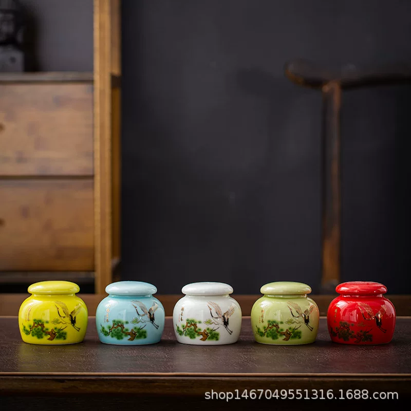Кухонный чай Ceramic Tea Port Portable Black Wolfberry Tank Traditional Chinese Medicine Pink Tie Dendroboa Sealing Storing Reserve Moistus Crane