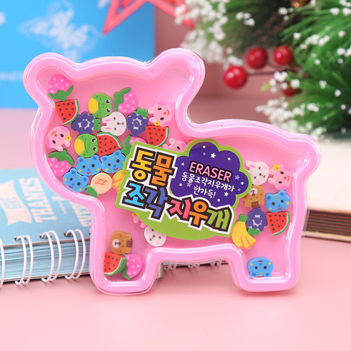 Cartoon Tray Eraser Cute Creative Children's Small Eraser Student Reward Gift Christmas Tree Eraser Wholesale