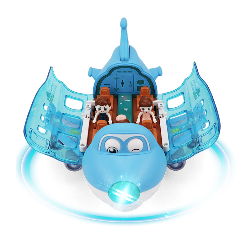 Tiktok universal para niños Q lindo avión de pasajeros música ligera universal 360 aviones giratorios modelo de coche de juguete eléctrico transfronterizo