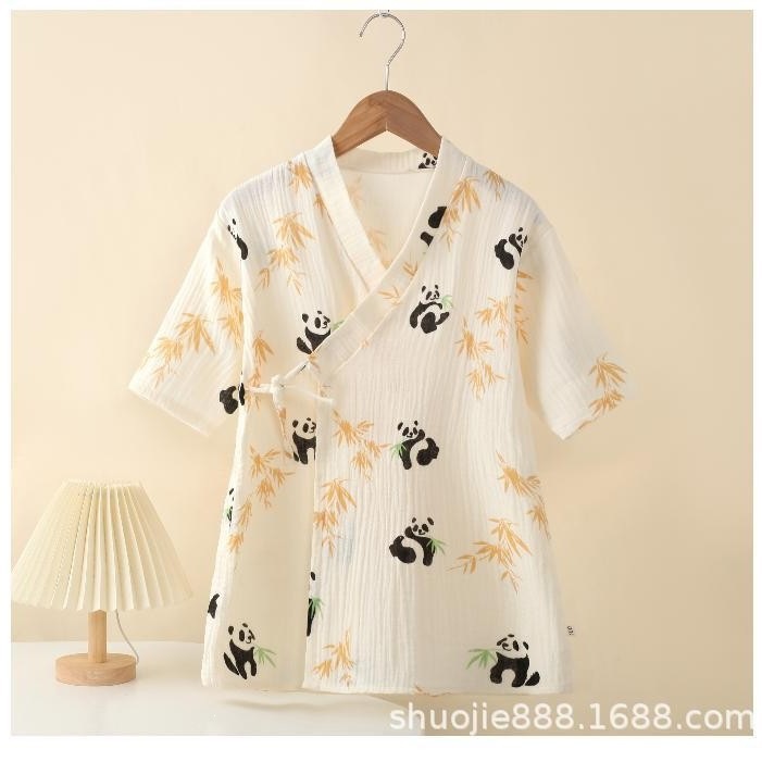 儿童夏季棉浴袍男女童薄款家居服宝宝春秋卡通家居服宽松睡袍印花