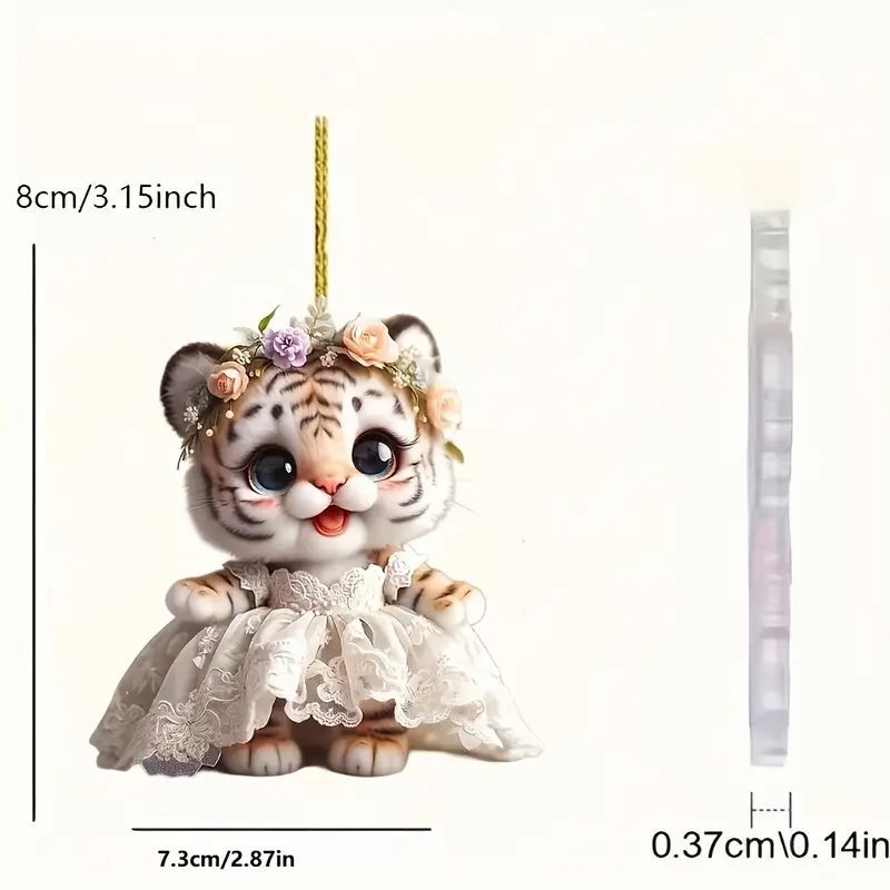Acrílico nuevo vestido de boda pequeño tigre colgante de vacaciones plano transfronterizo espejo interior decoración colgante mochila