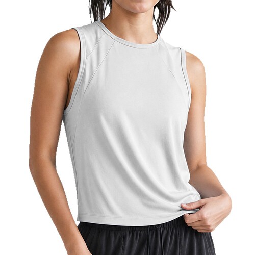 Cross-border spot breathable mesh back pleated sports vest round neck loose running yoga sleeveless fitness top