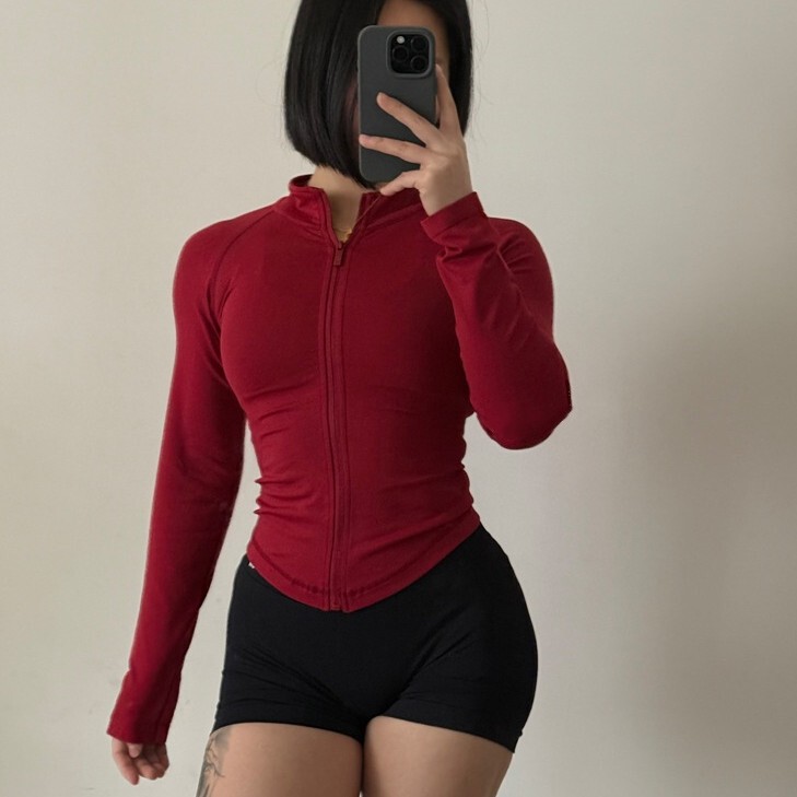 Fitness Stand Collar Jacket Sports Jacket Women's Tight Waist Shaping Yoga Wear Zipper Shirt Seamless Top