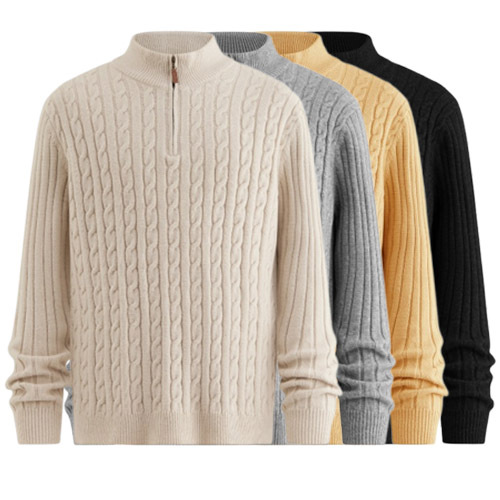 Explosiones transfronterizas de tamaño europeo medio cremallera jersey de hilado suéter hombre viejo viento de negocios otoño invierno fábrica al por mayor